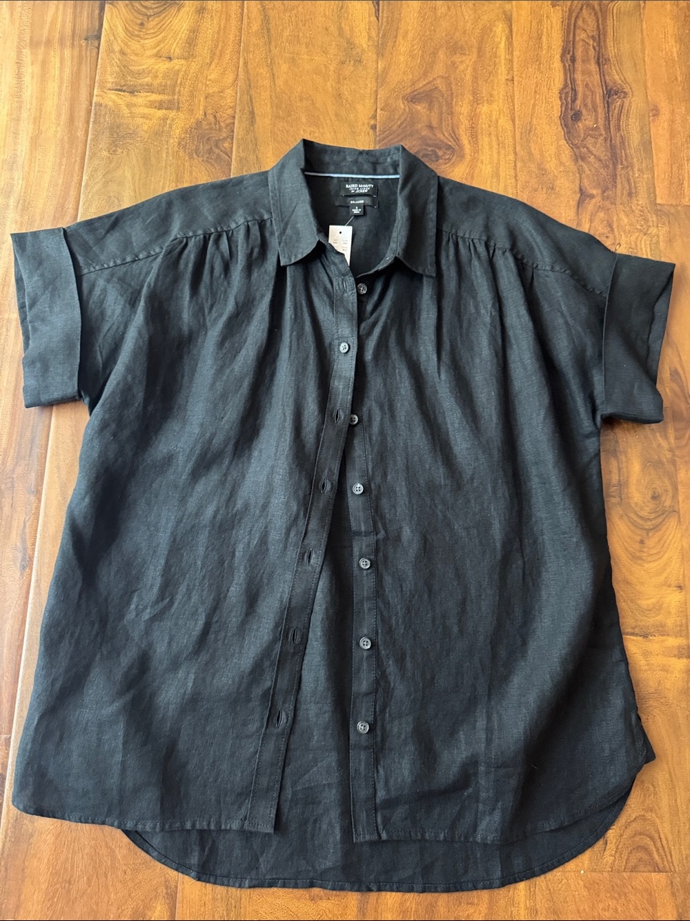 J. Crew Baird McNutt Black Short-Sleeve Button-Down Linen Shirt